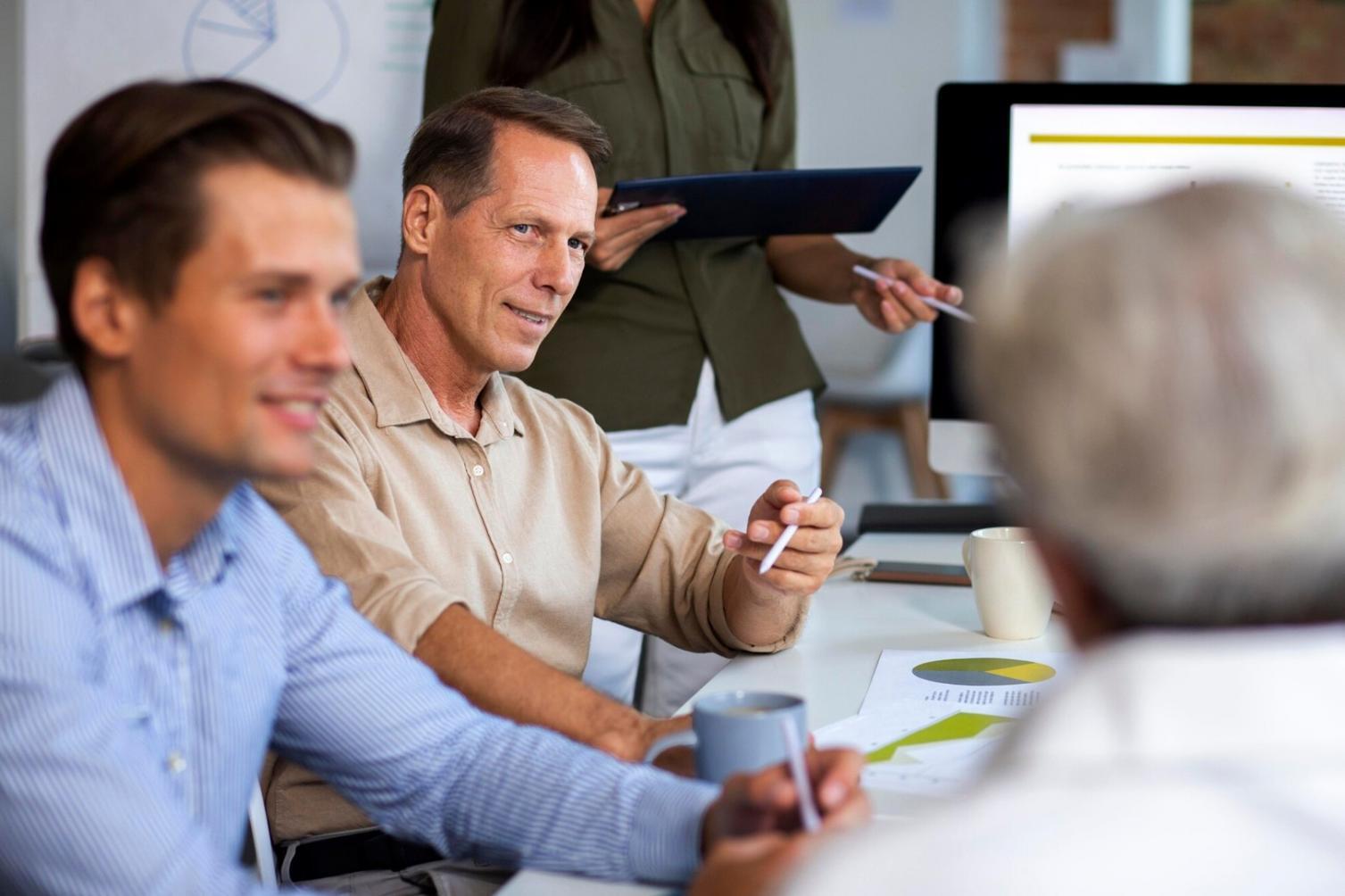 Sesja szkoleniowa w firmie - uczestnicy podczas warsztatów z zakresu zdrowia psychicznego w miejscu pracy